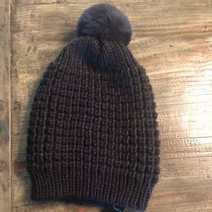 Rabbit Pom fur beanie